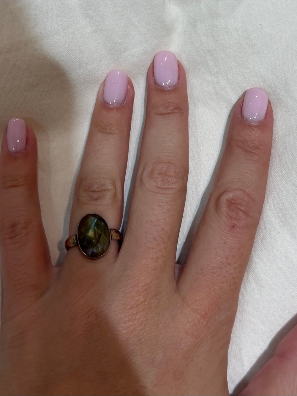 Vintage Oval Green Stone Ring - Women Jewelry